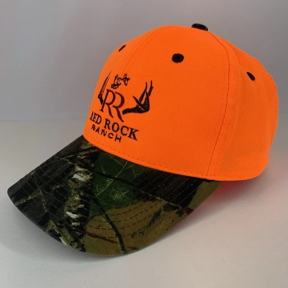 Red Rock Ranch Hat Marland OK Blaze Orange Camo Adjustable Structured Cap